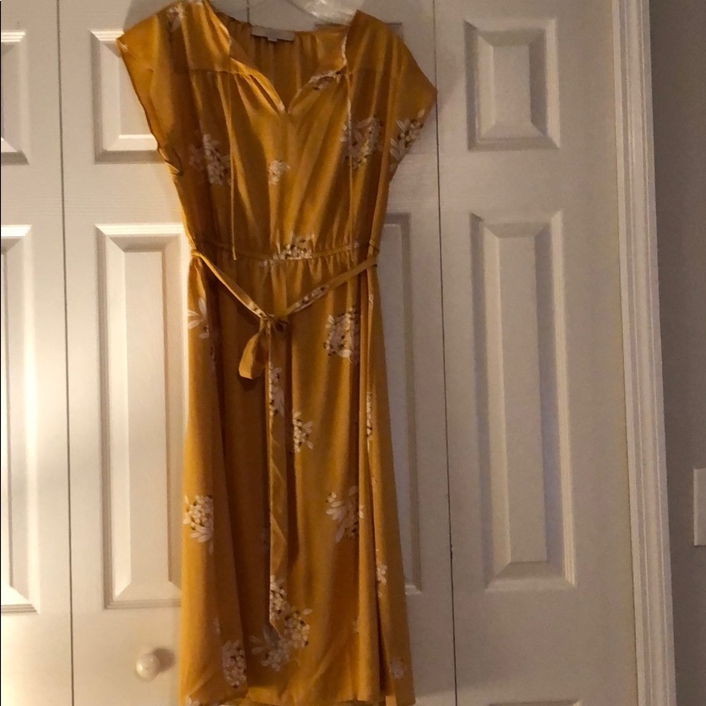Yellow floral banana republic dress